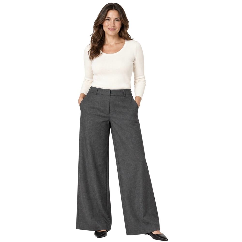 J. Jill Dark Charcoal Gray Wide Leg Career Dress Trousers, Size 10, NWT